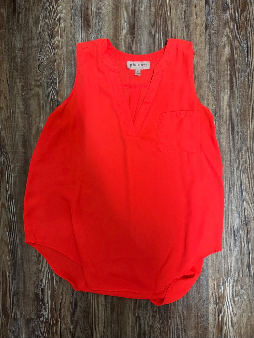 Philosophy Bright Red V-Neck Sleeveless Pocket Top
